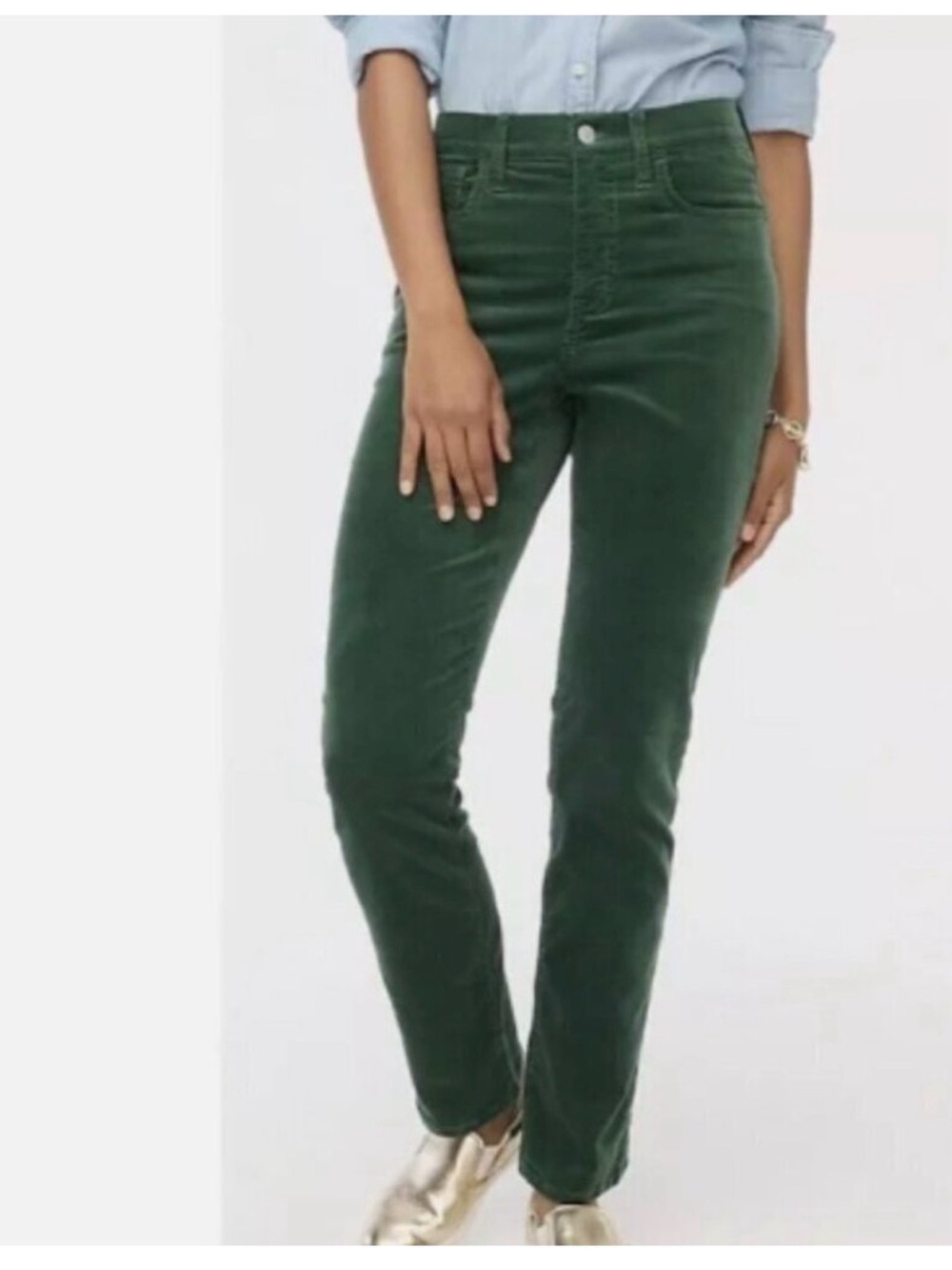 J. CREW Women's Corduroy Straight‎ Leg Essential Pant Green | Size 24